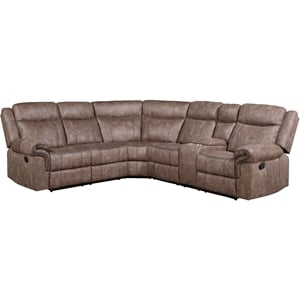 acme dollum sectional sofa  in 2-tone chocolate velvet