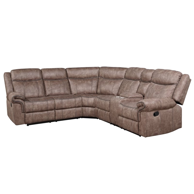 ACME Dollum Sectional Sofa  in 2-Tone Chocolate Velvet