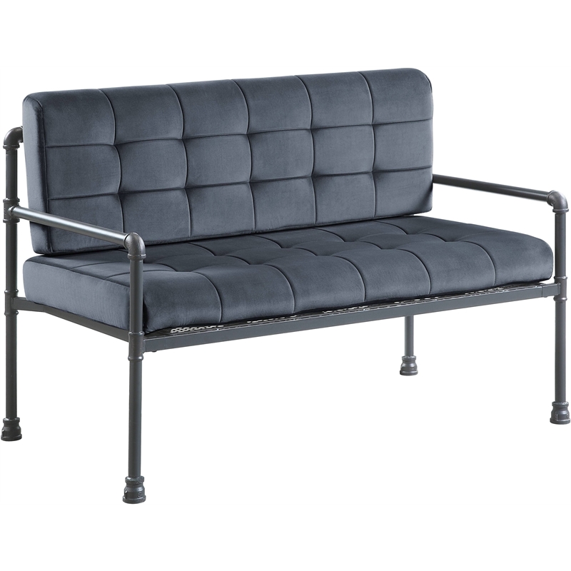 ACME Brantley Loveseat in Gray Velvet & Sandy Gray Finish