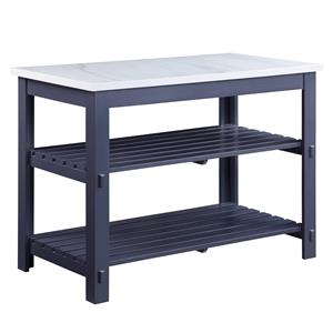 ACME Enapay Kitchen Island in Marble Top & Gray Finish