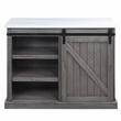 ACME Gauri Wooden Kitchen Island with Marble Top in Gray Oak