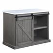ACME Gauri Wooden Kitchen Island with Marble Top in Gray Oak