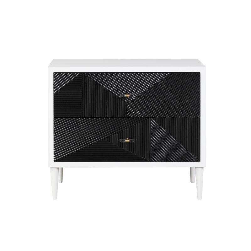 ACME Dubni 2-Drawer Wooden Accent Table in White & Black Finish