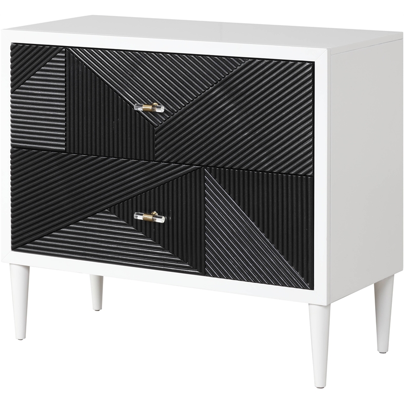 ACME Dubni 2-Drawer Wooden Accent Table in White & Black Finish