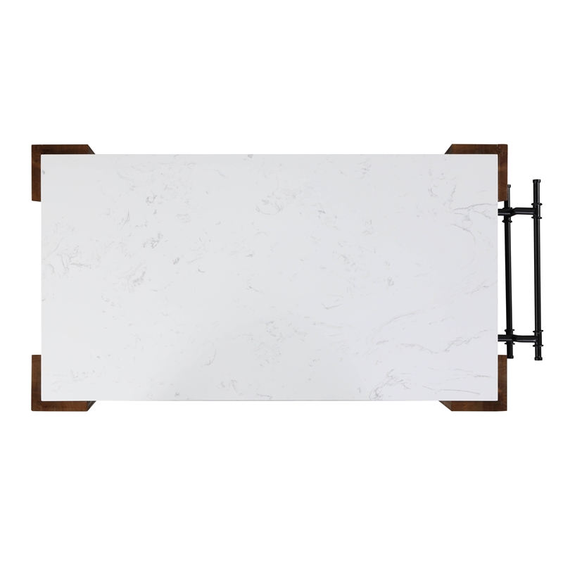 ACME Alaroa 3-Shelf Wooden Kitchen Island  in Marble and Rustic Brown