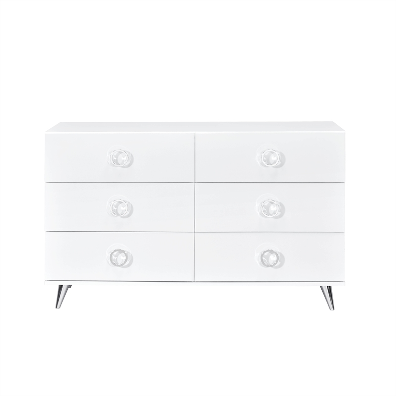 ACME Perse 6-Drawer Wooden Dresser in White