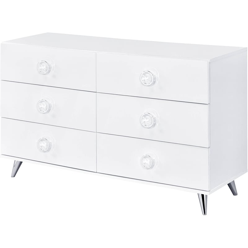 ACME Perse 6-Drawer Wooden Dresser in White