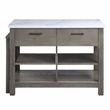 ACME Feivel Kitchen Island with Pull Out Table in Marble Top and Rustic Oak
