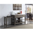 ACME Feivel Kitchen Island with Pull Out Table in Marble Top and Rustic Oak