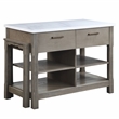 ACME Feivel Kitchen Island with Pull Out Table in Marble Top and Rustic Oak