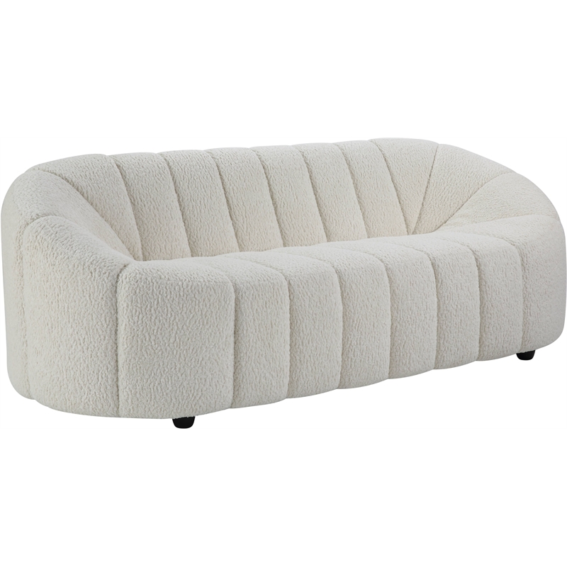 ACME Osmash Wooden Frame Sofa in White Teddy Sherpa
