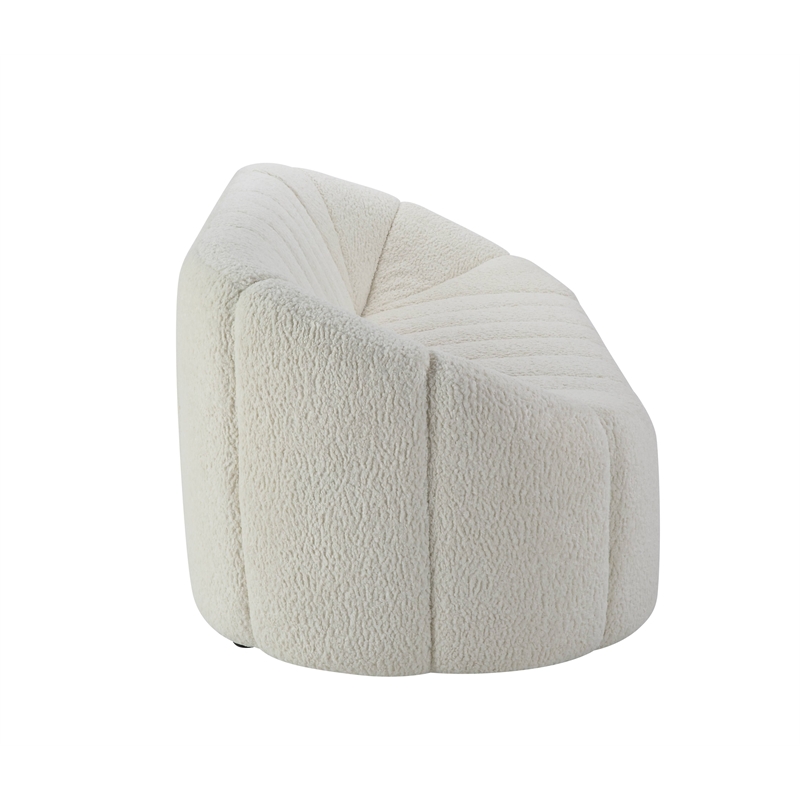 ACME Osmash Wooden Frame Sofa in White Teddy Sherpa