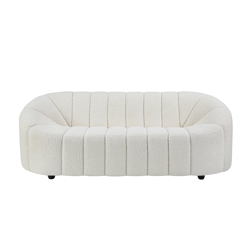 ACME Osmash Wooden Frame Sofa in White Teddy Sherpa