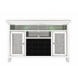 ACME Noralie Wood Frame Wine Cabinet with LED in Mirrored and Faux Diamonds