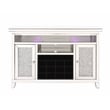 ACME Noralie Wood Frame Wine Cabinet with LED in Mirrored and Faux Diamonds