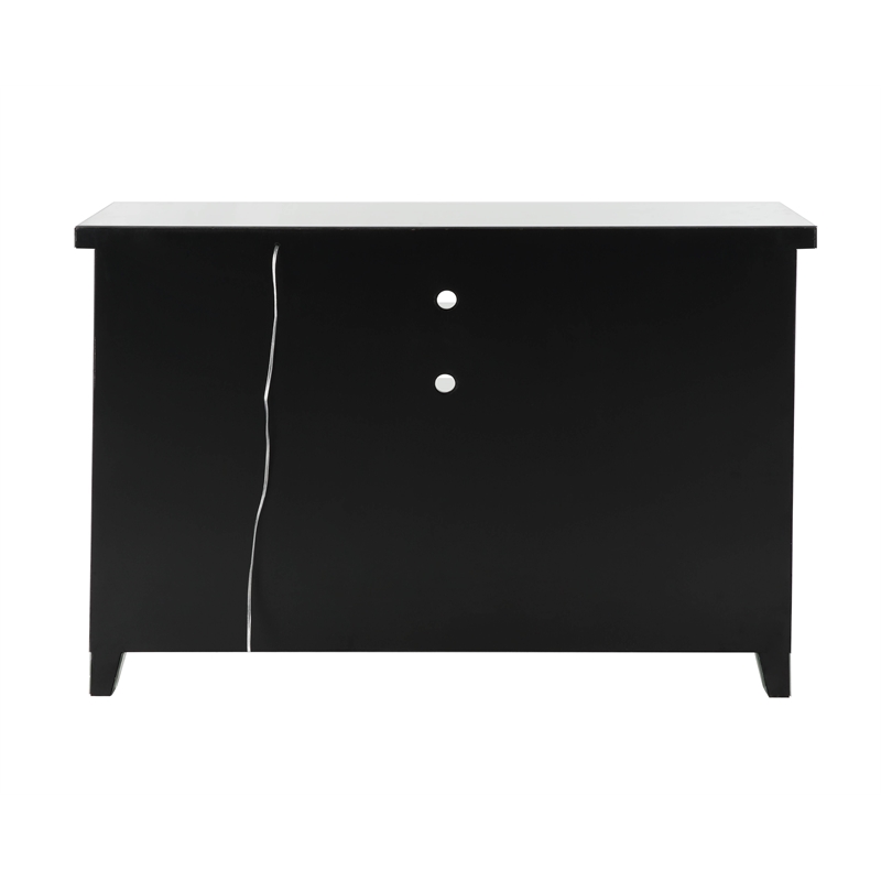 ACME Noralie Wood Frame Wine Cabinet with LED in Mirrored and Faux Diamonds