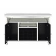 ACME Noralie Wood Frame Wine Cabinet with LED in Mirrored and Faux Diamonds