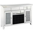ACME Noralie Wood Frame Wine Cabinet with LED in Mirrored and Faux Diamonds