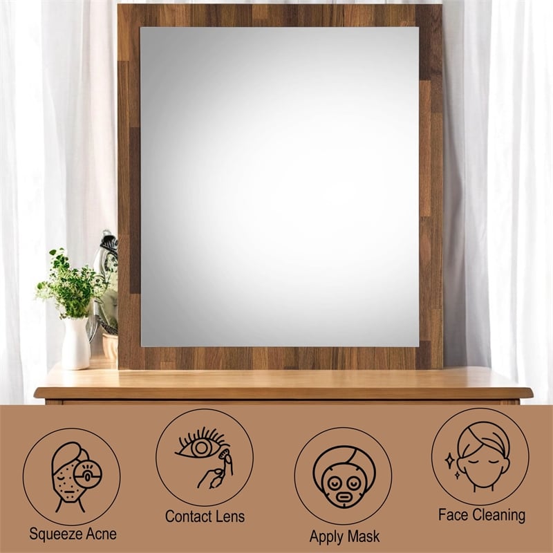 ACME Hestia Rectangular Wooden Frame Mirror in Walnut