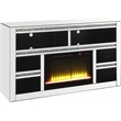 ACME Noralie TV Stand with Glass Fireplace in Mirrored and Faux Diamonds