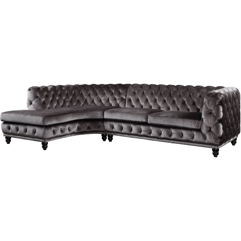 ACME Atesis Sectional Sofa  in  Dark Gray Velvet