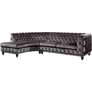 acme atesis sectional sofa  in  dark gray velvet