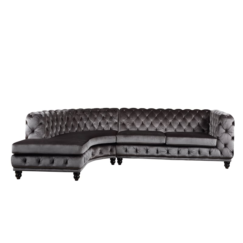 ACME Atesis Sectional Sofa  in  Dark Gray Velvet