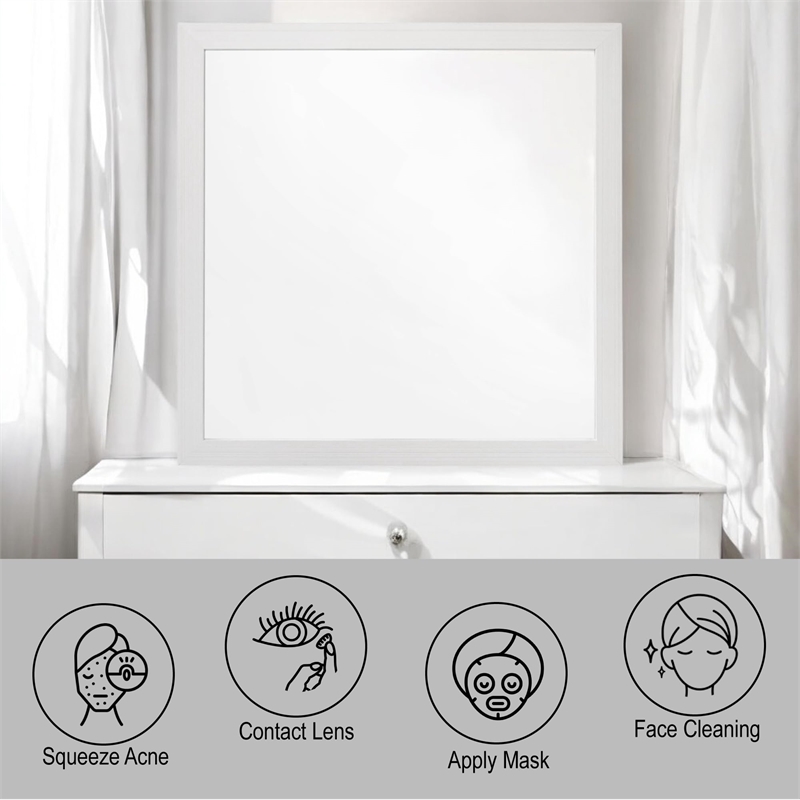 ACME Casilda Square Wooden Mirror in White