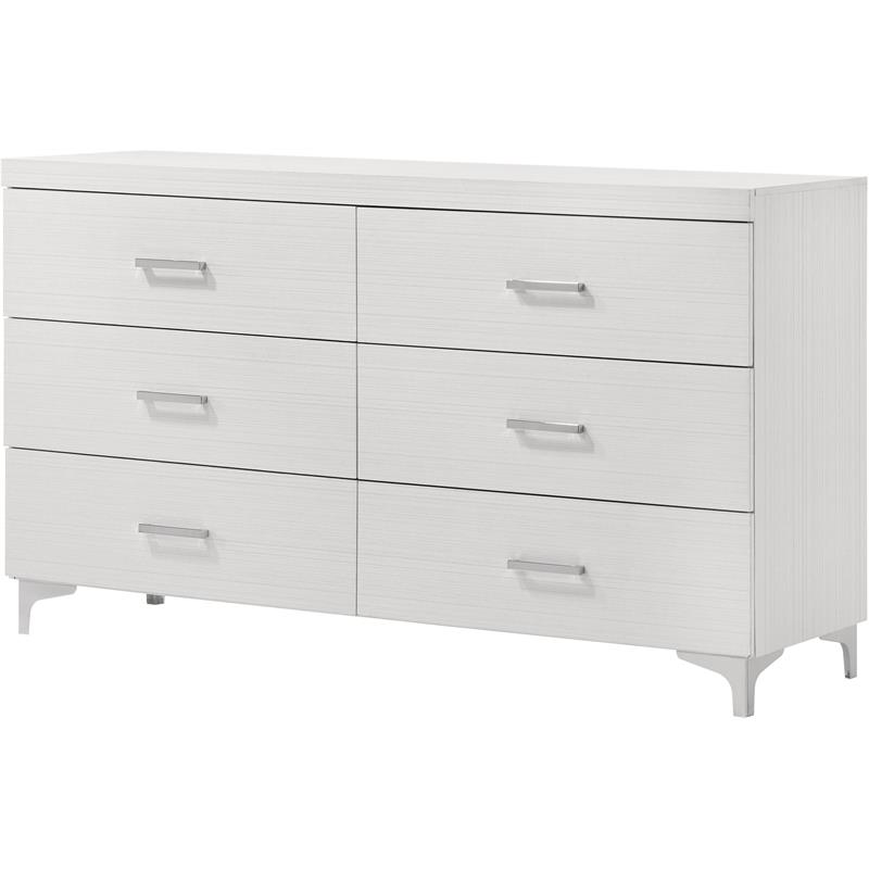 ACME Casilda 6-Drawer Wooden Frame Dresser in White