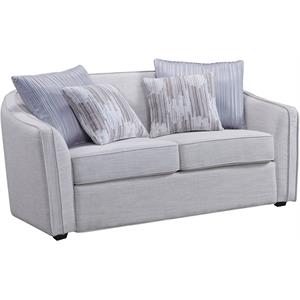 acme mahler ii loveseat with 4 pillows in beige linen