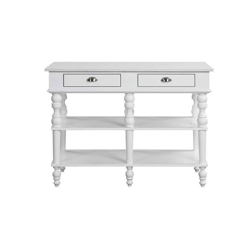 ACME Rorratt Kitchen Island in Marble & White Finish