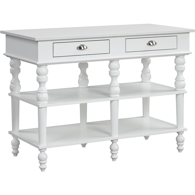 ACME Rorratt Kitchen Island in Marble & White Finish