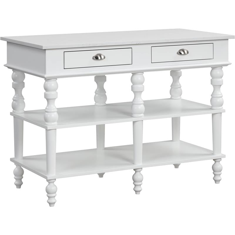 ACME Rorratt Kitchen Island in Marble & White Finish