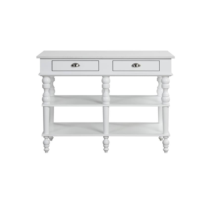 ACME Rorratt Kitchen Island in Marble & White Finish
