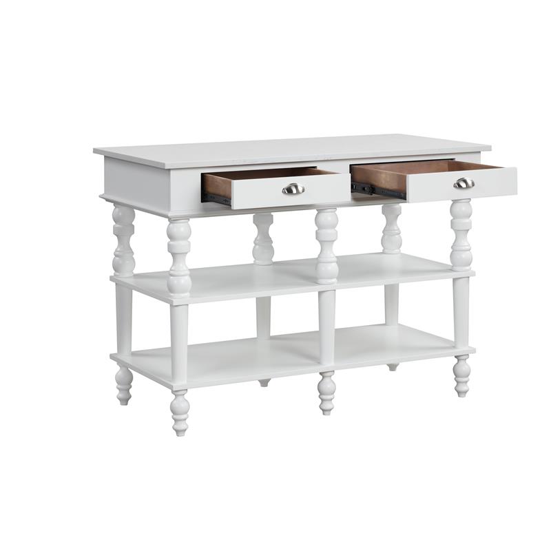 ACME Rorratt Kitchen Island in Marble & White Finish