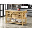 ACME Grovaam Kitchen Island in Marble & Natural Finish