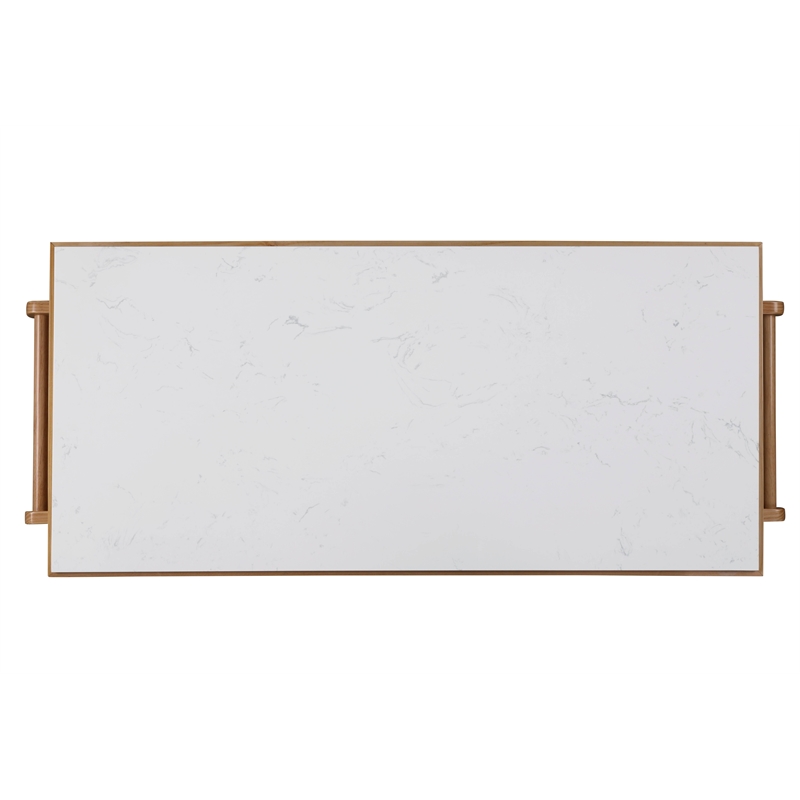 ACME Grovaam Kitchen Island in Marble & Natural Finish