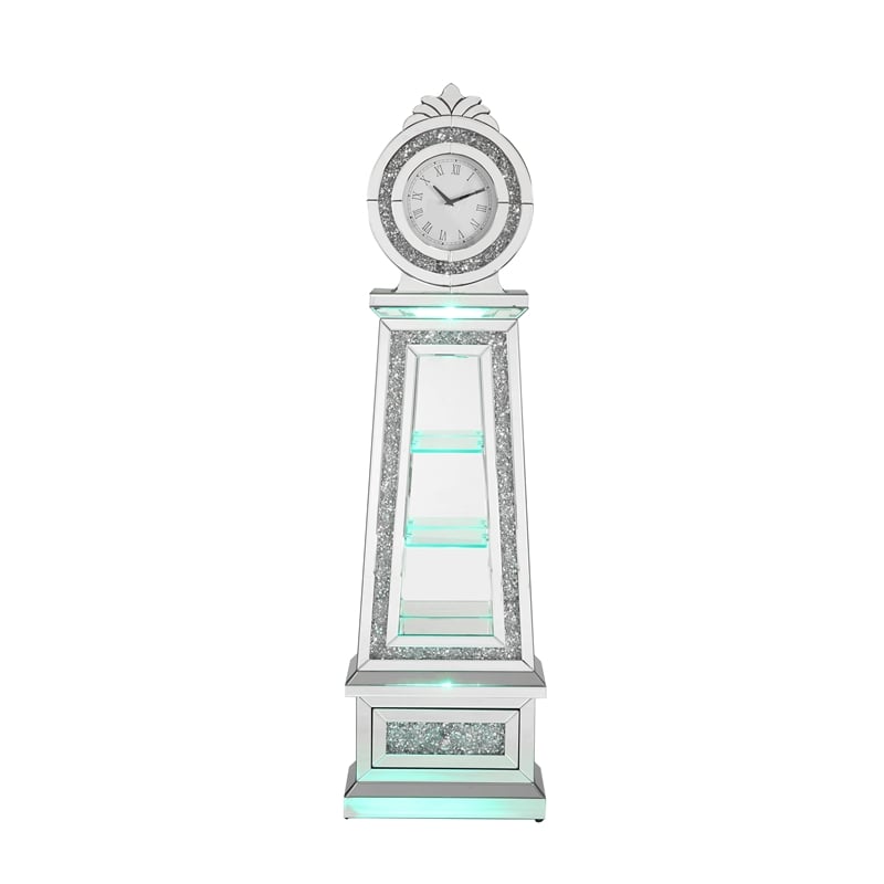 ACME Noralie Grandfather Clock in Mirrored & Faux Diamonds