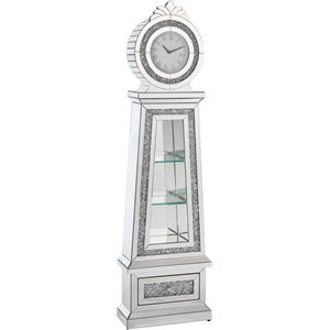 acme noralie grandfather clock in mirrored & faux diamonds