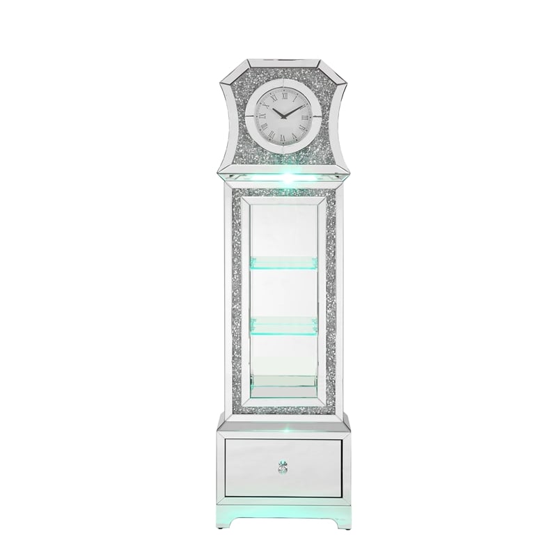 ACME Noralie Grandfather Clock in Mirrored & Faux Diamonds