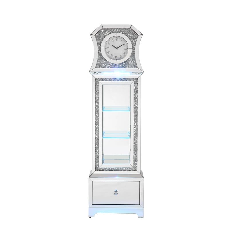 ACME Noralie Grandfather Clock in Mirrored & Faux Diamonds