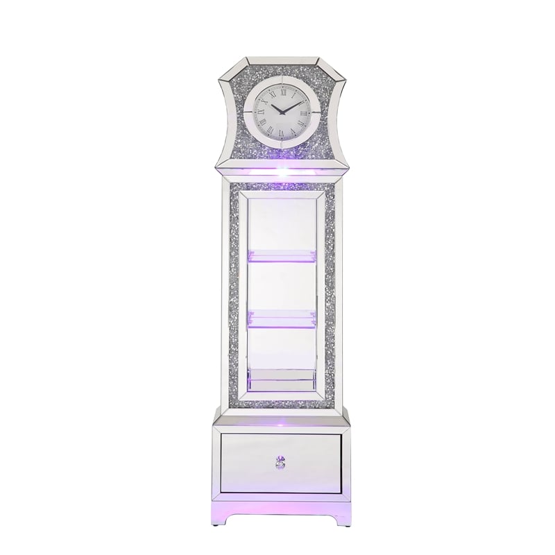 ACME Noralie Grandfather Clock in Mirrored & Faux Diamonds