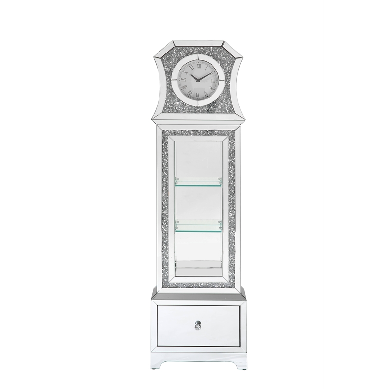 ACME Noralie Grandfather Clock in Mirrored & Faux Diamonds