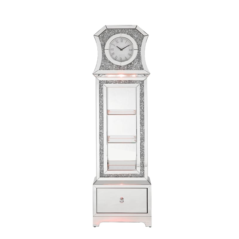 ACME Noralie Grandfather Clock in Mirrored & Faux Diamonds