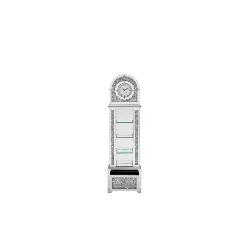 ACME Noralie Grandfather Clock in Mirrored & Faux Diamonds