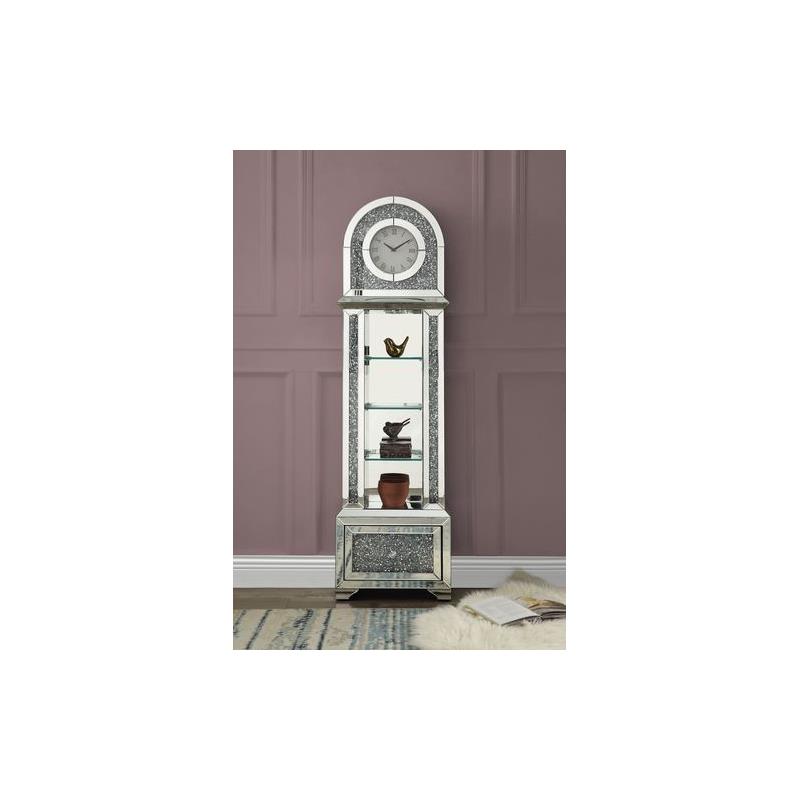 ACME Noralie Grandfather Clock in Mirrored & Faux Diamonds
