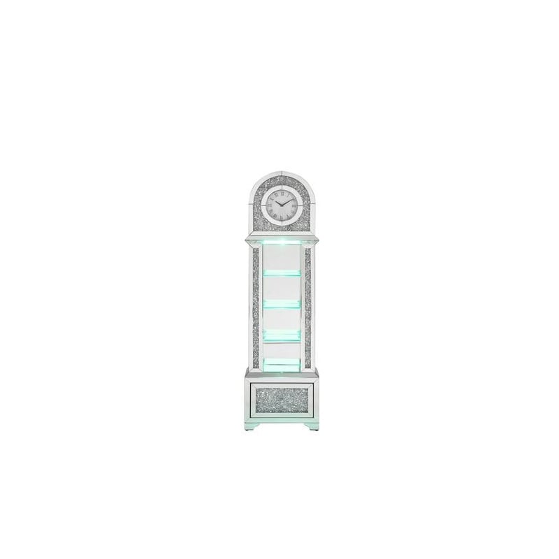 ACME Noralie Grandfather Clock in Mirrored & Faux Diamonds