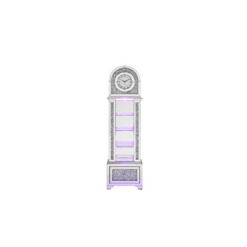 ACME Noralie Grandfather Clock in Mirrored & Faux Diamonds