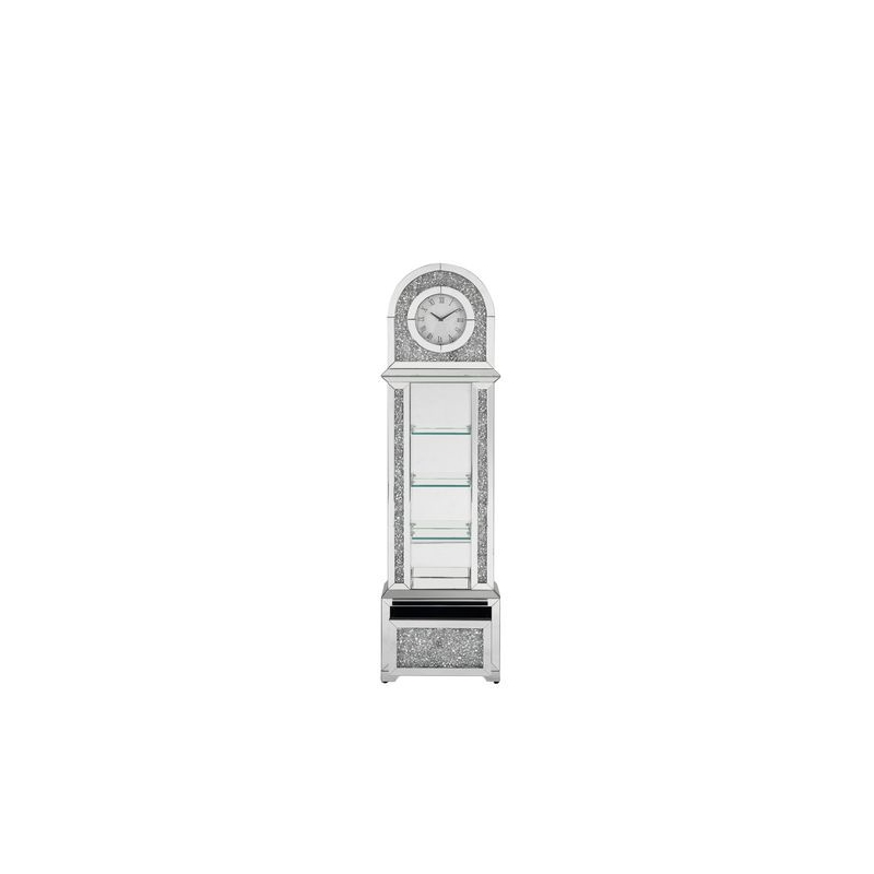 ACME Noralie Grandfather Clock in Mirrored & Faux Diamonds