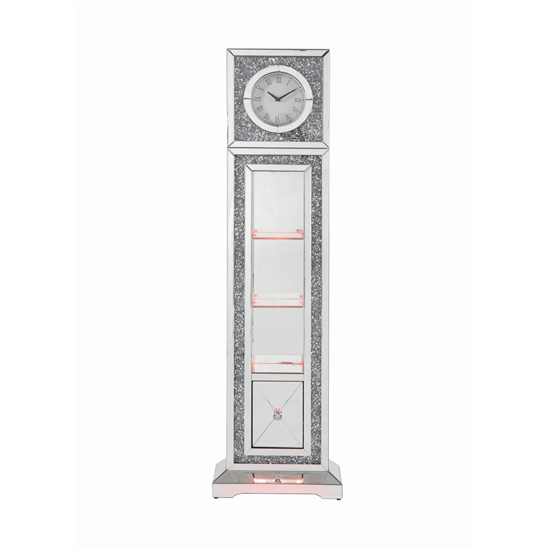 ACME Noralie Grandfather Clock in Mirrored & Faux Diamonds